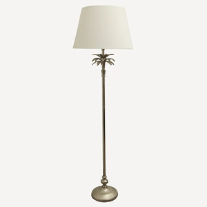 Silver Palm Floor Lamp - Natural Linen Shade