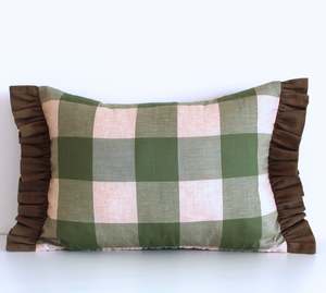 Patterned: Olive Meadow Ruffles - Cushion Cover - 49cm x 34cm