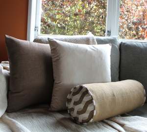 Set Of 3: Brown & Creme Bolster Set - Cushion Cover Set