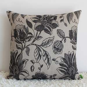 Black: Floral Doodles - Cushion Cover - 50cm x 50cm
