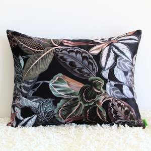 Black: Zanzibar Coal Velvet - Cushion Cover - 50cm x 38cm