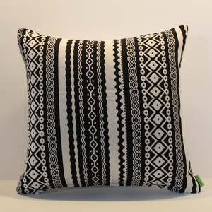 Black: Black & White Striped - Cushion Cover - 45cm x 44cm