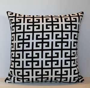 Black: Black & White Geometric - Cushion Cover - 48cm x 48cm