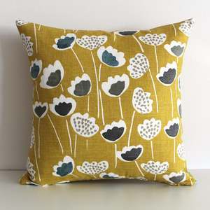 Beige: Mustard Tulip - Cushion Cover - 45cm x 45cm