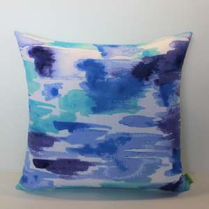 Blue: Blue Water-Colour - Cushion Cover - 44cm x 43cm