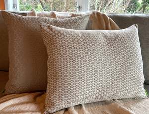 Natural: Beige & White Woven Set - Cushion Cover Set