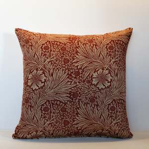 Ruby Red Beige Floral - Cushion Cover - 45cm x 45cm