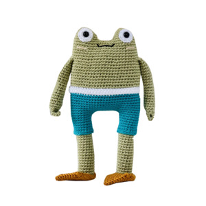Fairtrade knit Freddo frog toy