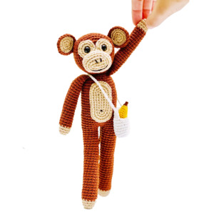 Baby Child: Fairtrade knit monkey toy with banana