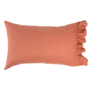 Bedroom: SOW linen pillowcase set with ruffle terracotta
