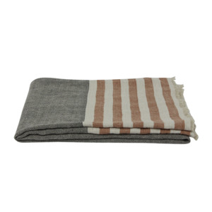 Herringbone striped throw 130 x 170cm black spice