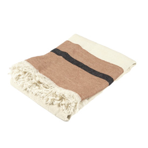 Throws Blankets: Belgian linen fouta throw inyo stripe 110 x 180cm