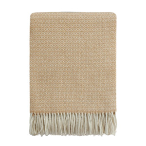 Throws Blankets: Littano merino blend throw latte 130 x 180cm
