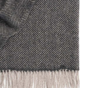 Throws Blankets: Lerwick shetland wool blanket charcoal 150 x 183cm