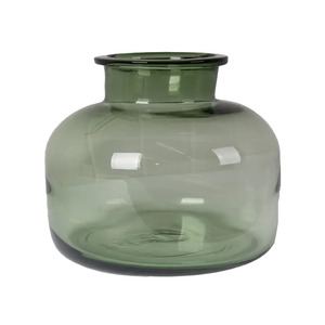 Vases Planters: Portobello wide glass vase 22cm green