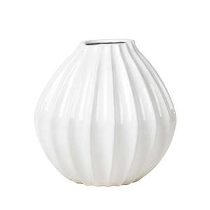 Vases Planters: Broste wide lines vase white 25cm