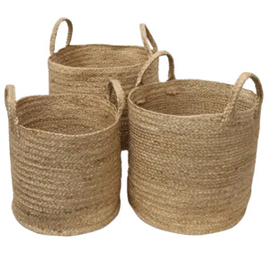 Storage 1: Round jute basket with handles