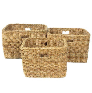Storage 1: Large square seagrass basket with cut-out handle