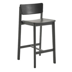 Stools Side Tables: Solid oak counter stool with back black