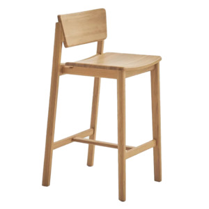 Solid oak counter stool with back natural