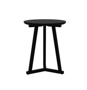 Stools Side Tables: Small oak tripod side table black 46cm