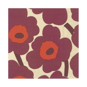 Marimekko unikko paper napkins set of 20 cream bordeaux