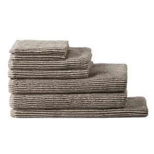 Striped cotton towel range cocoa & white