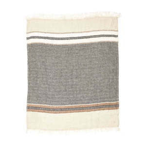 Towels Cloths: Belgian linen hand towel beeswax stripe