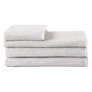Striped cotton towel range grey & white