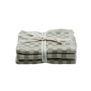 Towels Cloths: Set of 3 cotton cloths taupe check