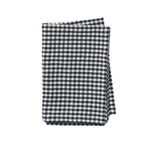 Gingham washed cotton tea towel navy