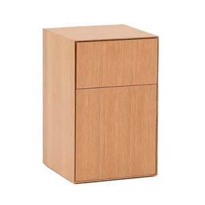 Bedroom Furniture: Plinth oak bedside cabinet natural