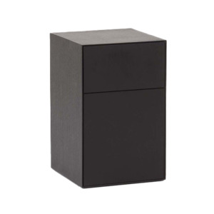 Bedroom Furniture: Plinth oak bedside cabinet black