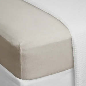 Bedroom: Stonewashed linen fitted sheet natural