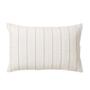 Bedroom: Monday linen pillowcase pair miso stripe