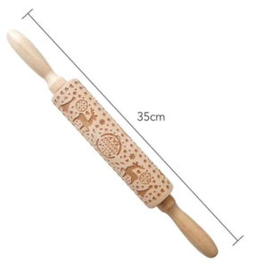 Products: Embossed Rolling Pin - Deer and Christmas Decorations