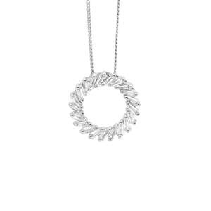 Silver Necklace: Ellani Silver CZ Open Circle Necklace