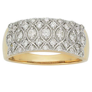 Diamond Rings: 9ct Gold Wide Diamond Band