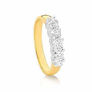 Diamond Rings: 9ct Yellow Gold Diamond Five Stone Ring
