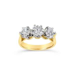Diamond Rings: 18ct Gold 'Swarovski' Lab-Grown Diamond Trilogy Ring