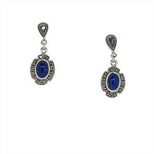 Esse Marcasite Jewellery: Esse Lapis and Marcasite Stud Drop Earrings