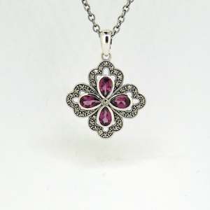 Esse Marcasite Jewellery: Esse Rhodalite Garnet and Marcasite Necklace