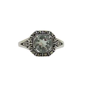 Esse Marcasite Jewellery: Esse Green Mint Quartz and Marcasite Ring