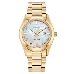 Citizen Eco Drive Watches: Citizen Eco-Drive Ladies Gold Watch with Diamonds