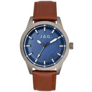 Mens Watches: JAG 'Belmont' Blue Dial Tan Leather Men's Watch