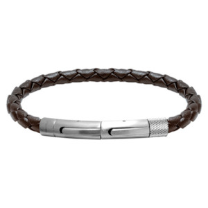 Bracelets Bangles: Rochet Men's Brown Leather & Steel Bracelet