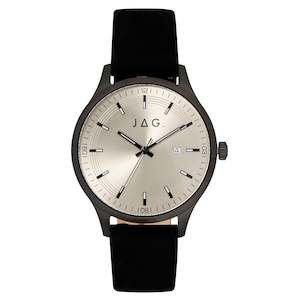 Jag Watches: JAG 'Fitzroy' Mens Black Case Watch with Leather Strap