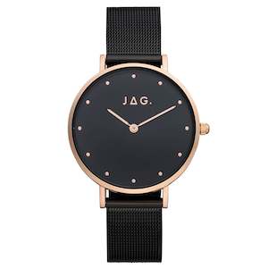 Jag Watches: JAG 'Alice' Ladies Black & Rose Gold Watch