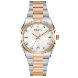 Bulova: Bulova Ladies Watch Steel & Rose with Diamonds