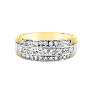 Diamond Rings: 9ct Two-Tone Multi Row Diamond Ring